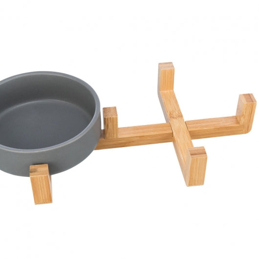 Trixie Napf-Set aus Keramik - Holz - grau -Natur