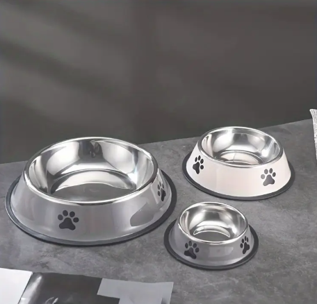Futternapf Edelstahl mit Pfotenabdruck