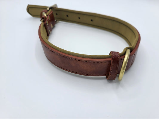 Hundehalsband Kunstleder - gepolstert - verstellbar - braun