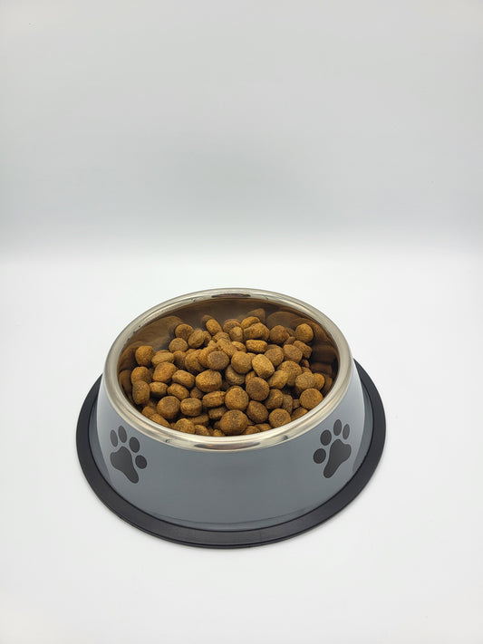 Futternapf Edelstahl mit Pfotenabdruck