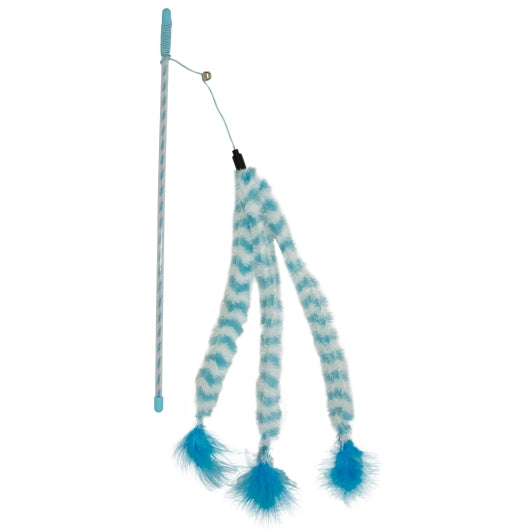 Duvoplus Cat Toy Spielangel Catchy Plüsch-Schwanz - blauweiß