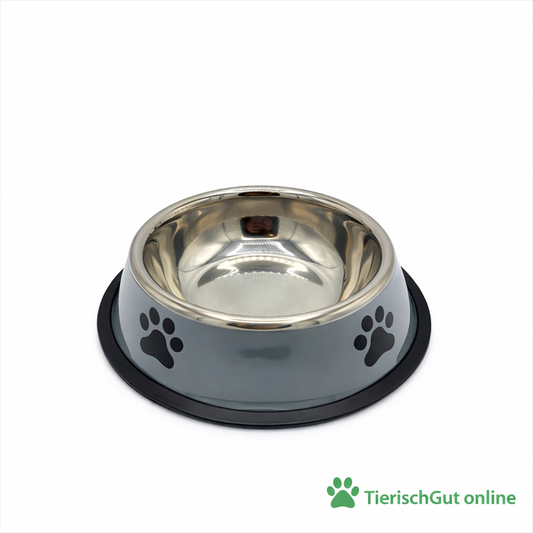 Futternapf Edelstahl mit Pfotenabdruck