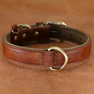 Hundehalsband Kunstleder - gepolstert - verstellbar - braun